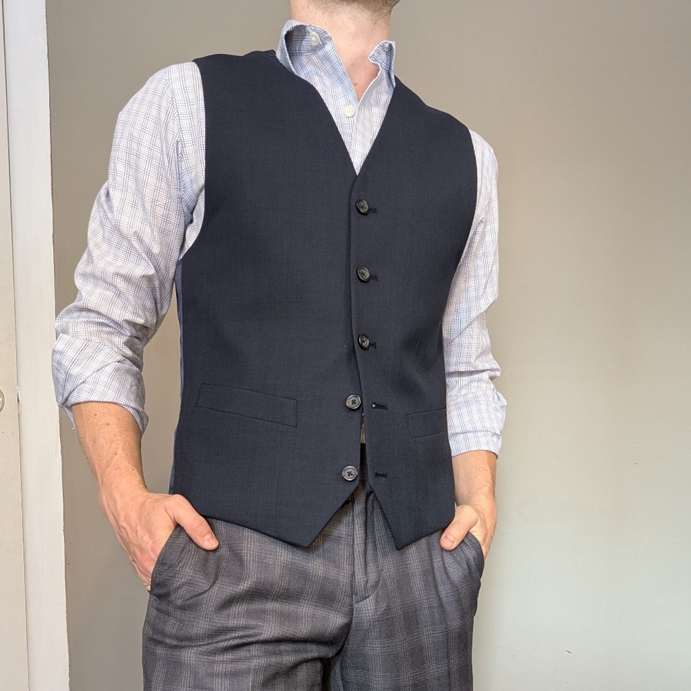 Pronto Uomo Charcoal Vest with Gray Plaid Trousers